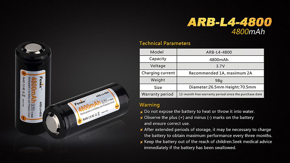 Dobíjecí baterie 26650 4500 mAh (Li-Ion)