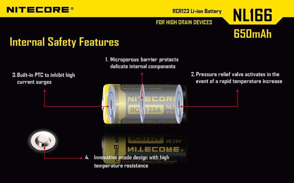 NITECORE RCR123A (CR123) - nabíjecí