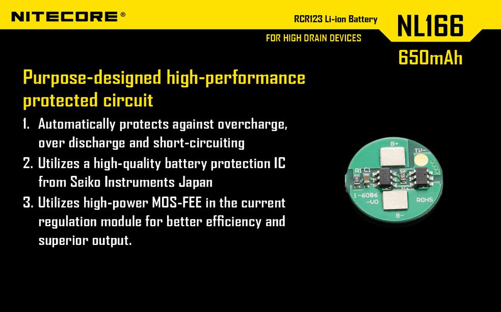 NITECORE RCR123A (CR123) - nabíjecí