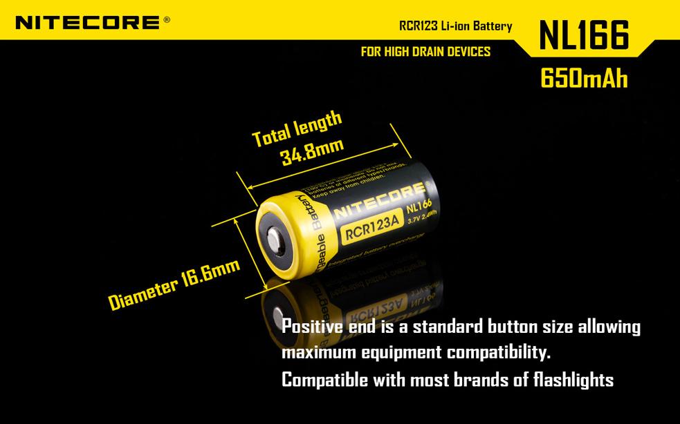 NITECORE RCR123A (CR123) - nabíjecí